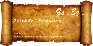 Zsinkó Szabolcs névjegykártya